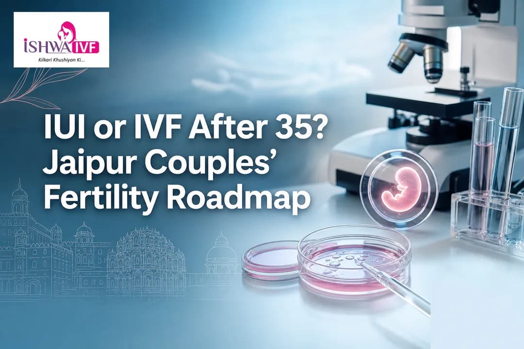 Premium healthcare cover showing lab elements for IVF After 35 in Jaipur
