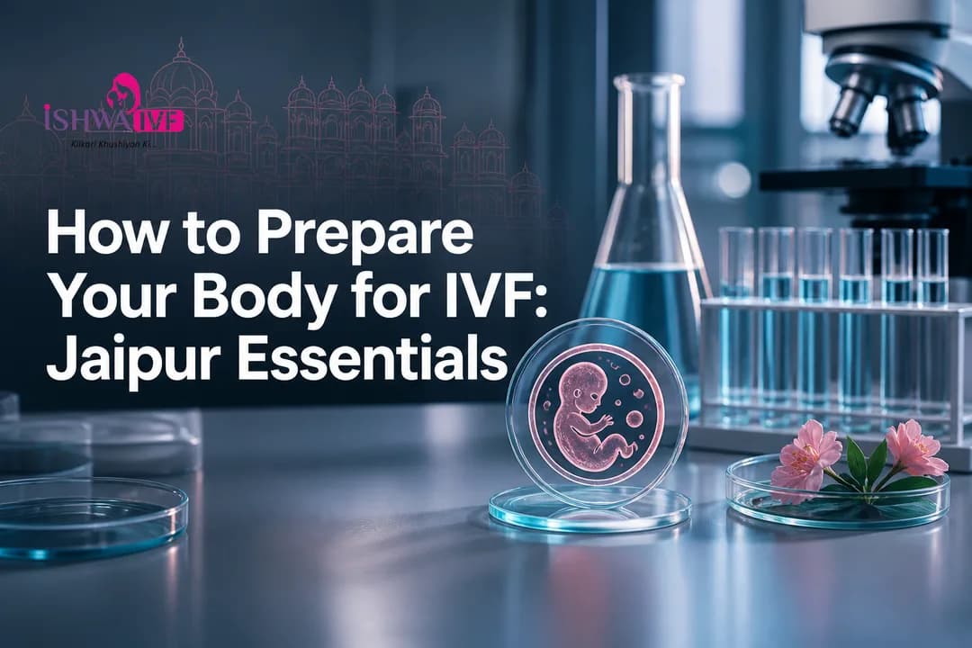 Clean laboratory-themed cover illustrating IVF preparation essentials in Jaipur.