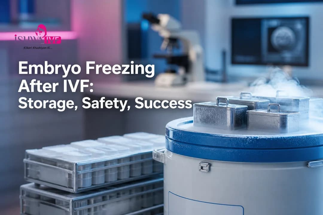 Cryogenic IVF lab storage tank representing Embryo Freezing After IVF with secure long-term preservation.