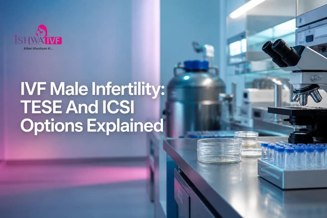 Modern IVF laboratory setup illustrating IVF male infertility options like TESE and ICSI.