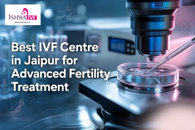 Clean medical cover featuring a modern lab scene for IVF with Jaipur focus