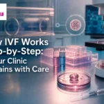 Clean laboratory cover image illustrating IVF with embryo culture and microscope.