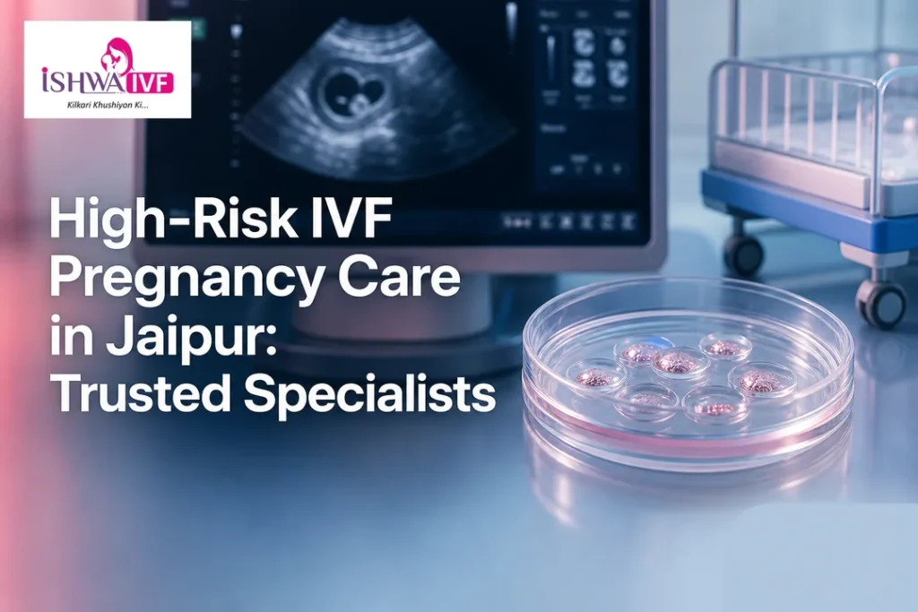 Premium cover image illustrating IVF pregnancy care with ultrasound and lab elements.