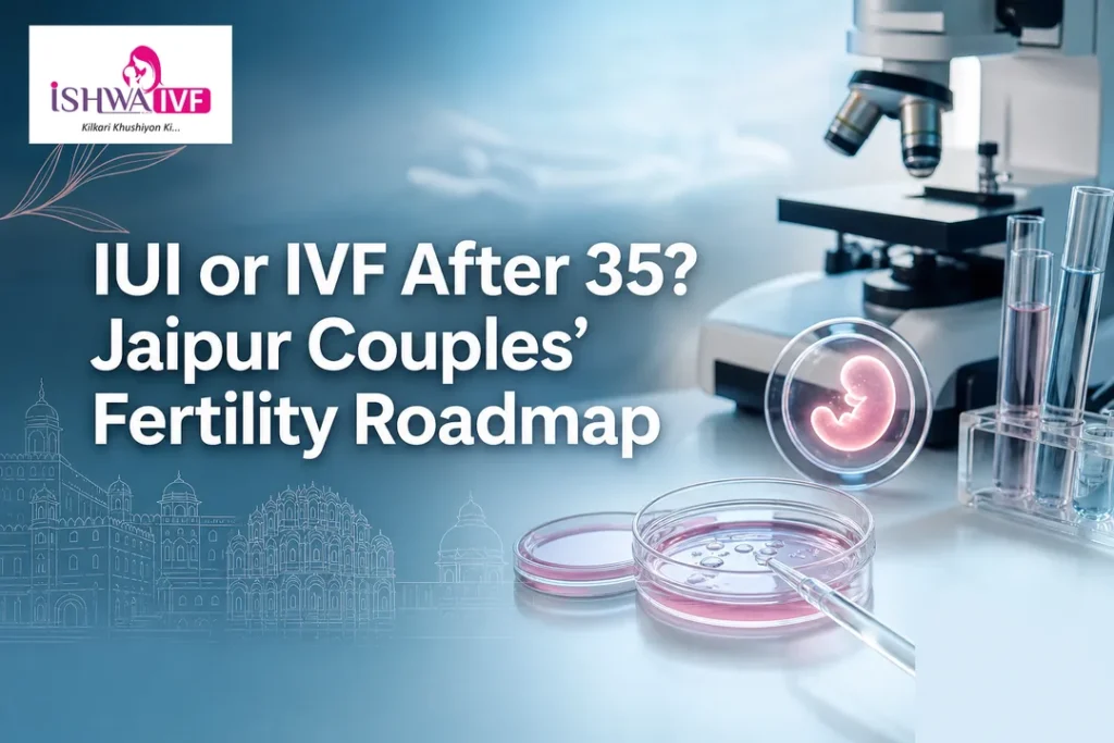Premium healthcare cover showing lab elements for IVF After 35 in Jaipur
