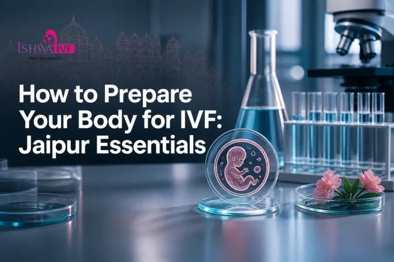 Clean laboratory-themed cover illustrating IVF preparation essentials in Jaipur.