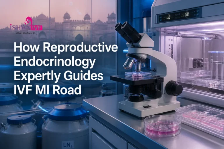Illustrated IVF MI Road concept showing a modern embryo lab setup