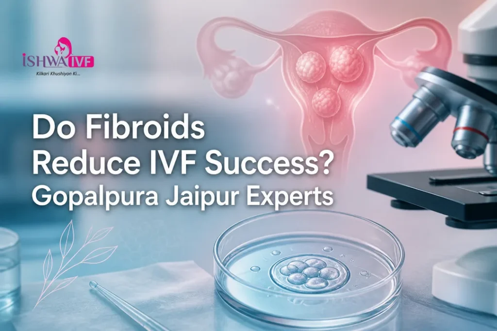 Abstract medical cover illustrating IVF success and fibroids for Gopalpura Jaipur experts.