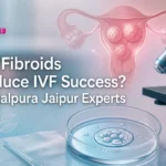 Abstract medical cover illustrating IVF success and fibroids for Gopalpura Jaipur experts.