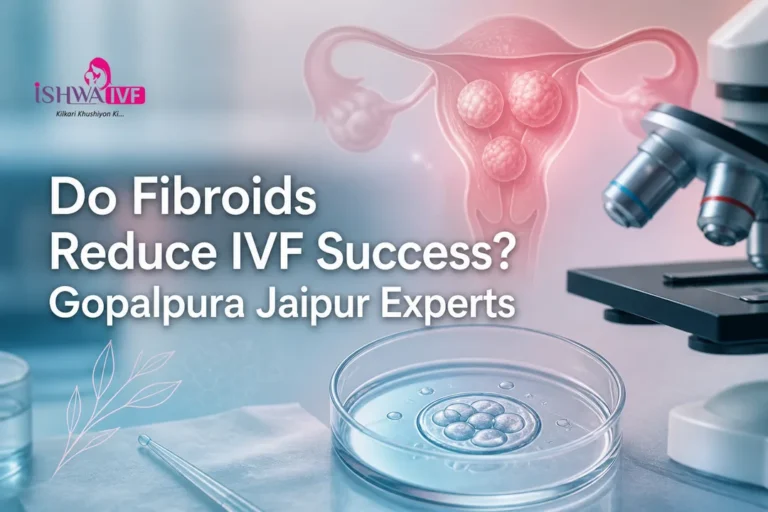 Abstract medical cover illustrating IVF success and fibroids for Gopalpura Jaipur experts.