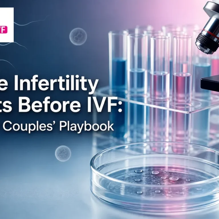 Clean laboratory cover illustrating diagnostics and lab tools for IVF.