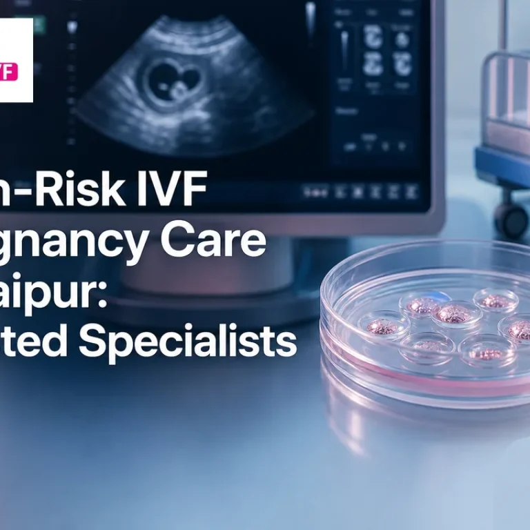 Premium cover image illustrating IVF pregnancy care with ultrasound and lab elements.