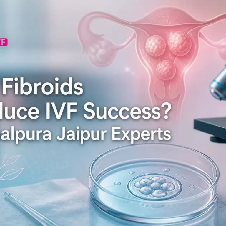 Abstract medical cover illustrating IVF success and fibroids for Gopalpura Jaipur experts.