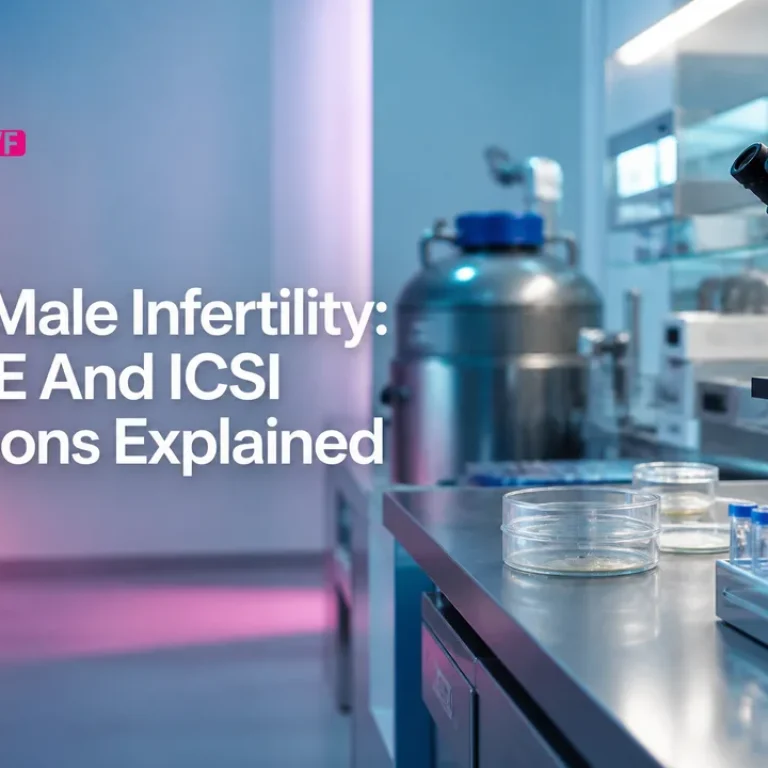 Modern IVF laboratory setup illustrating IVF male infertility options like TESE and ICSI.